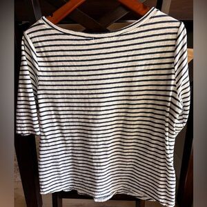 cut loose Navy and White Striped Short Sleeve Top